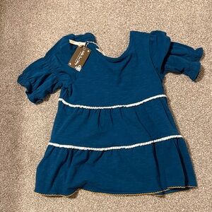 Matilda Jane Teal Blue Tiered Ruffle Sleeve Top